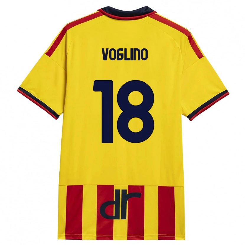 DanxenメンズGiacomo Voglino#18イエロー レッドホームシャツ2026/27ジャージーユニフォーム