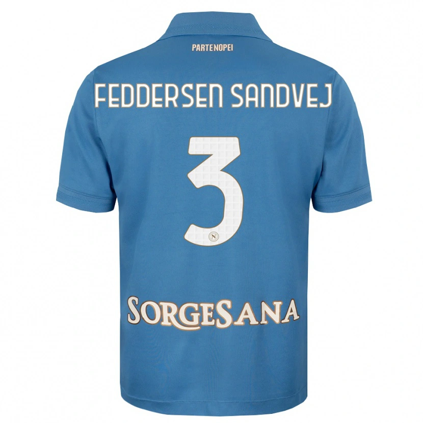 DanxenメンズCecilie Feddersen Sandvej#3ヘイズブルー ホワイトホームシャツ2026/27ジャージーユニフォーム