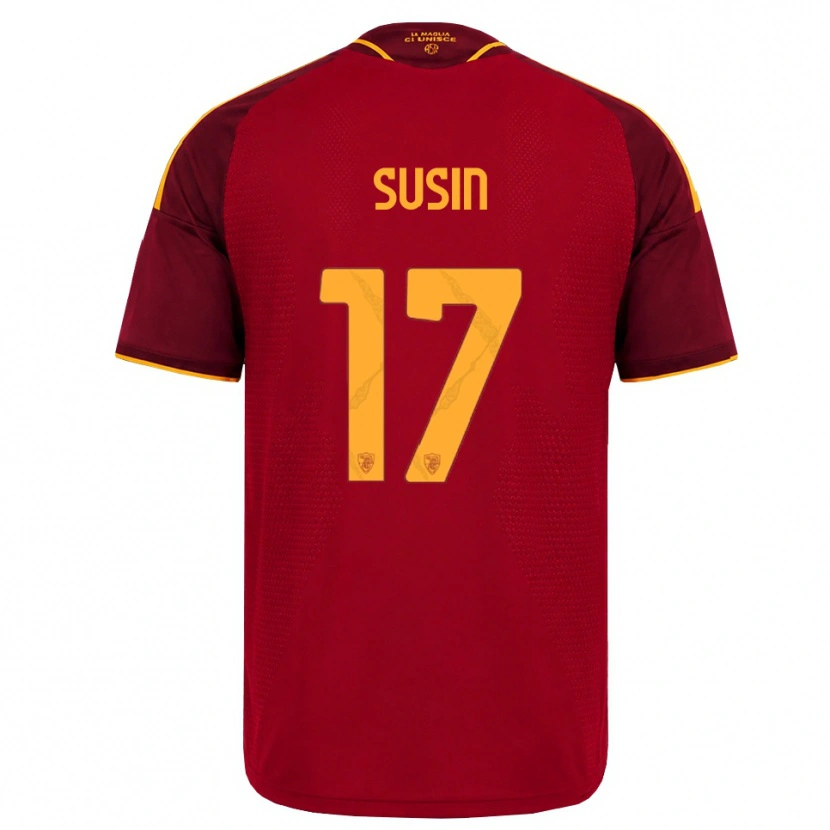 DanxenメンズFlavio Susin#17レッド ゴールデンイエローホームシャツ2026/27ジャージーユニフォーム