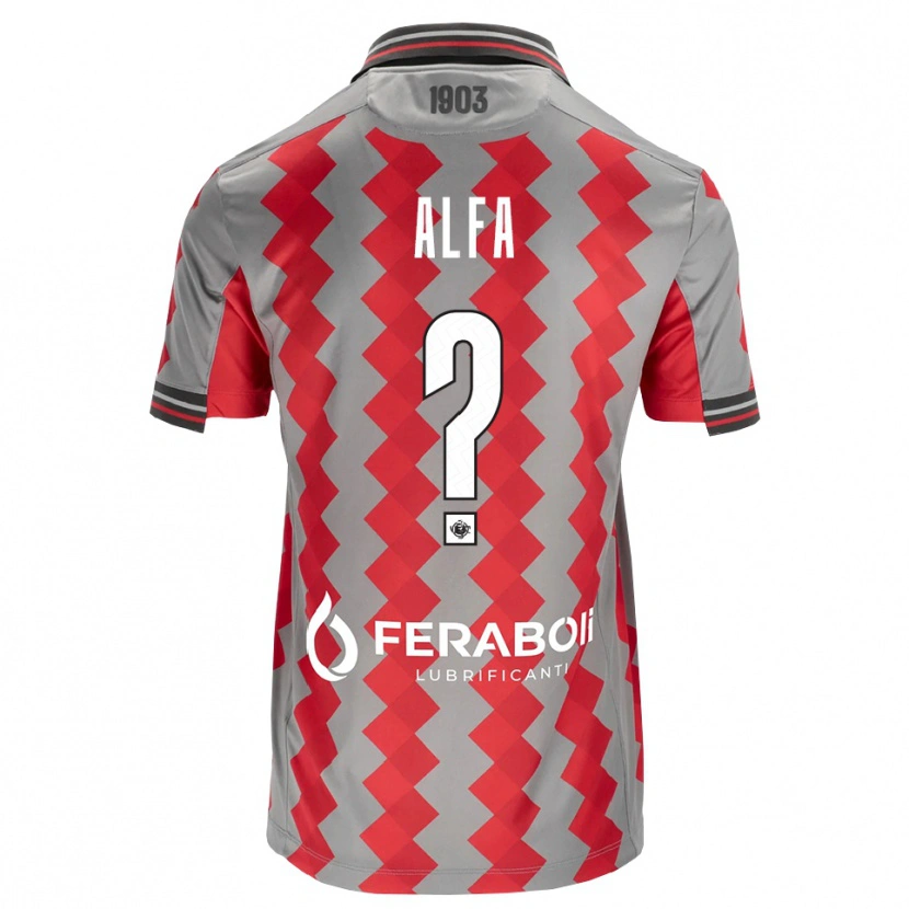 DanxenメンズKarim Alfa#0グレー レッド ホワイトホームシャツ2026/27ジャージーユニフォーム