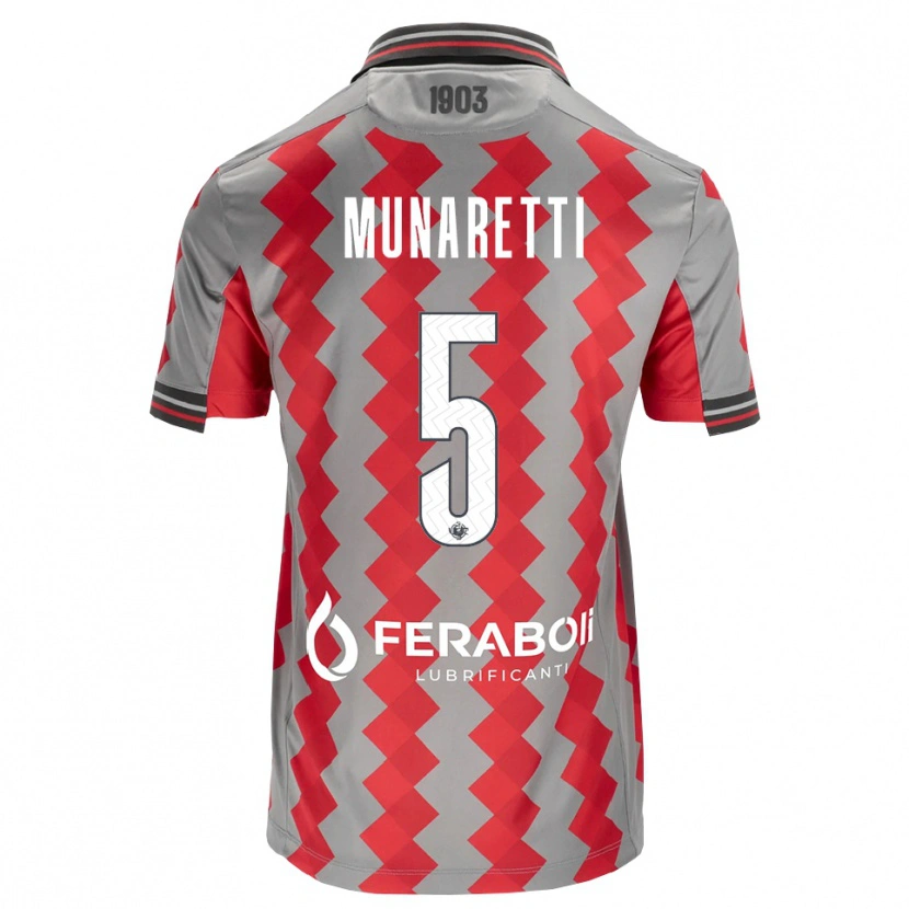 DanxenメンズLuca Munaretti#5グレー レッド ホワイトホームシャツ2026/27ジャージーユニフォーム