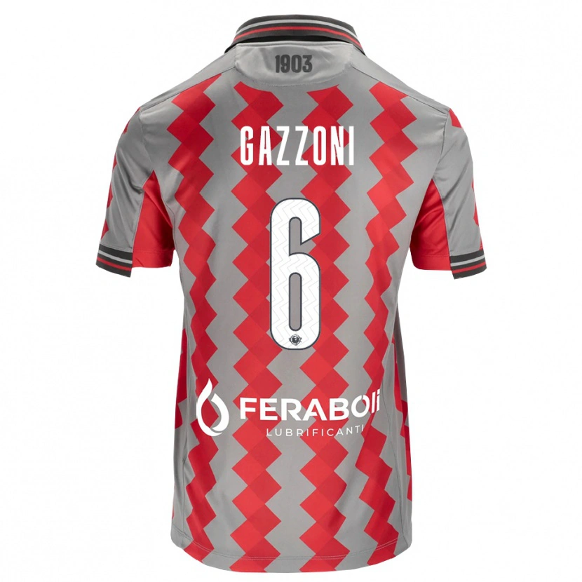 DanxenメンズMatteo Gazzoni#6グレー レッド ホワイトホームシャツ2026/27ジャージーユニフォーム