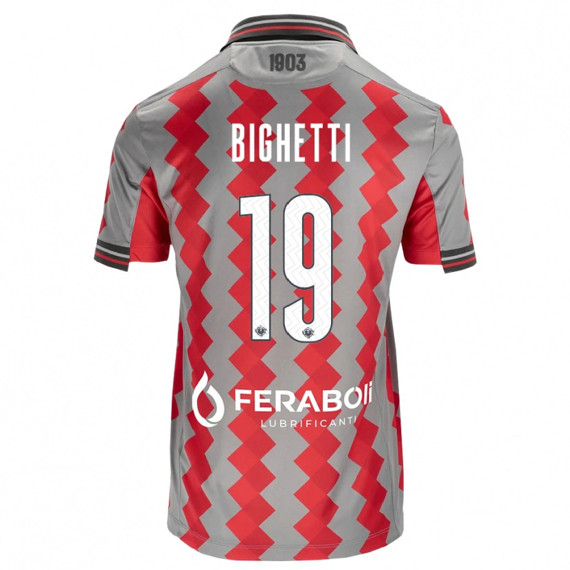 DanxenメンズPaolo Bighetti#19グレー レッド ホワイトホームシャツ2026/27ジャージーユニフォーム