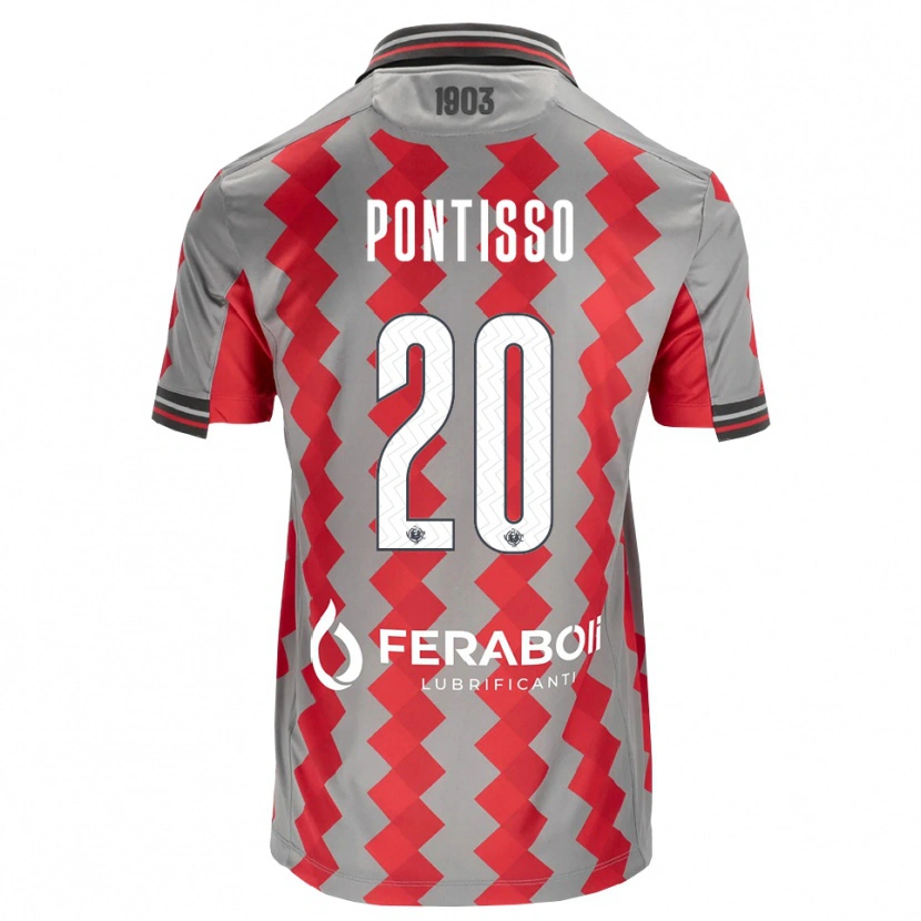 DanxenメンズSimone Pontisso#20グレー レッド ホワイトホームシャツ2026/27ジャージーユニフォーム