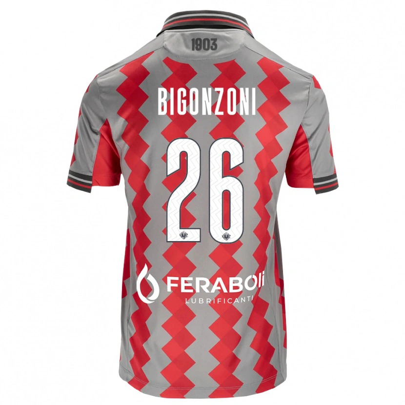 DanxenメンズMichele Bigonzoni#26グレー レッド ホワイトホームシャツ2026/27ジャージーユニフォーム