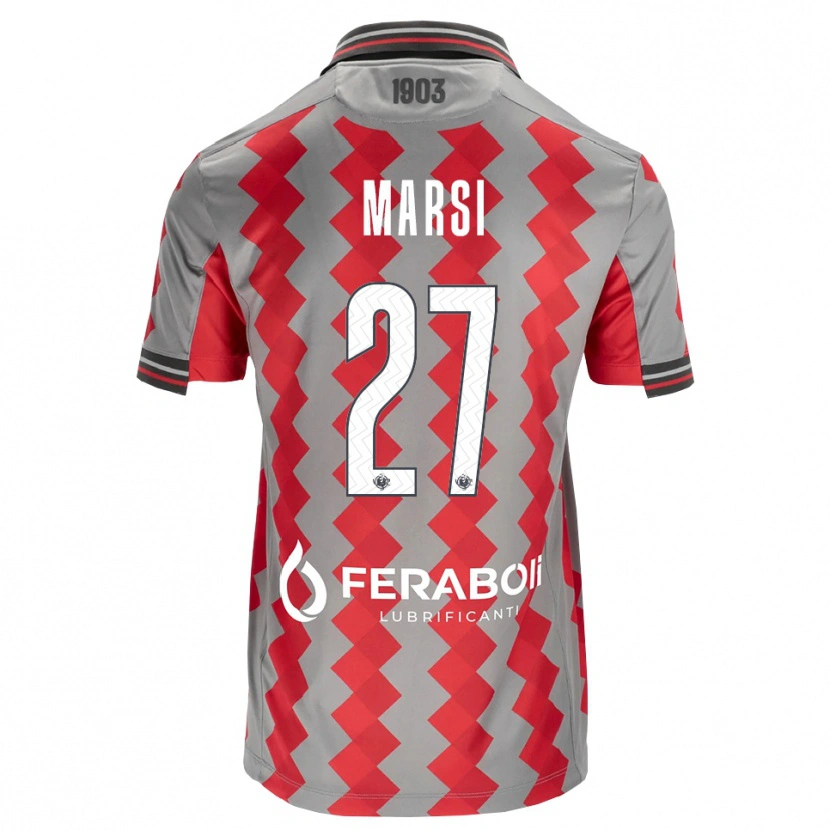 DanxenメンズSimone Marsi#27グレー レッド ホワイトホームシャツ2026/27ジャージーユニフォーム