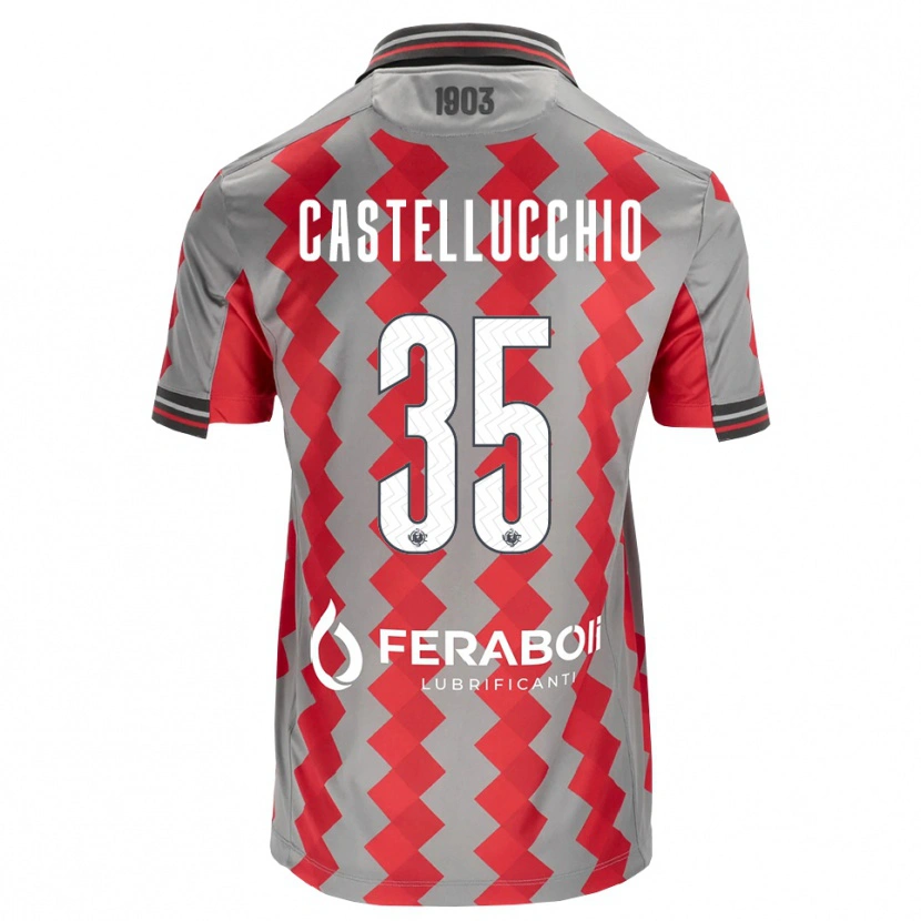 DanxenメンズGabriele Castellucchio#35グレー レッド ホワイトホームシャツ2026/27ジャージーユニフォーム