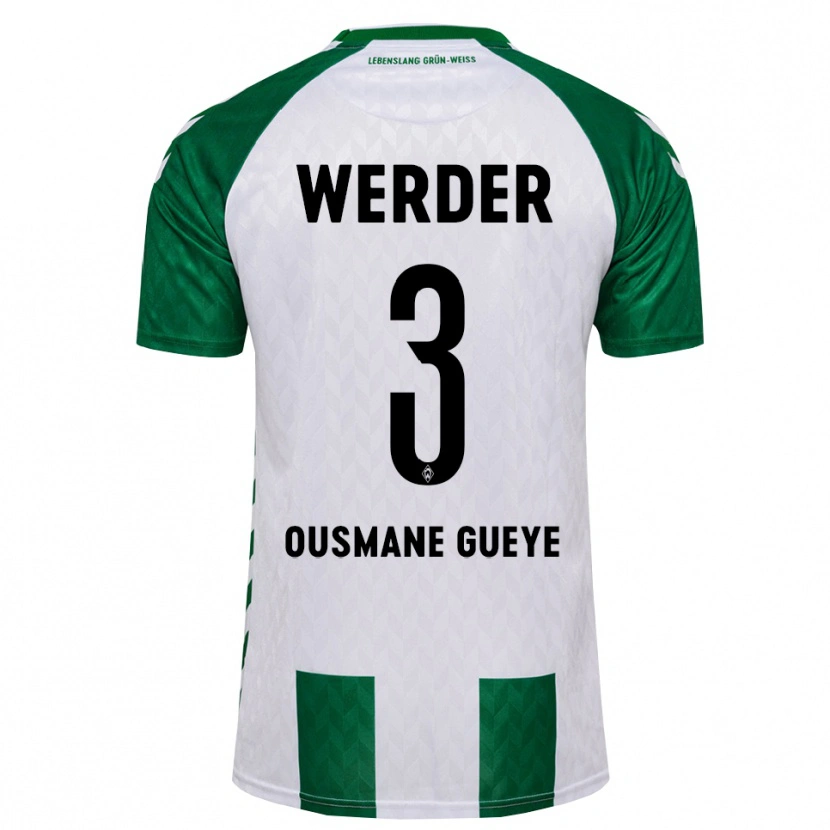 DanxenメンズPapa Ousmane Gueye#3グリーン ホワイトホームシャツ2026/27ジャージーユニフォーム