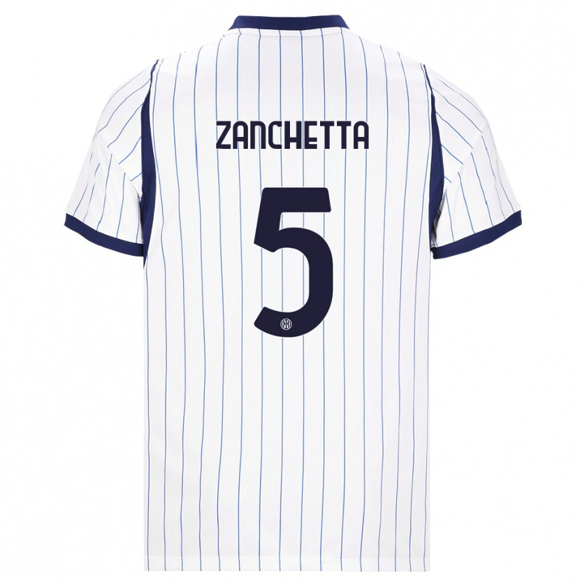 DanxenメンズMattia Zanchetta#5ホワイト ネイビーブルーアウェイシャツ2026/27ジャージーユニフォーム