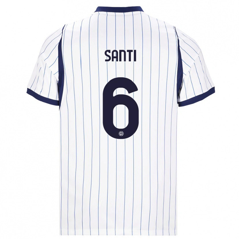 Danxenメンズイレーネ・サンティ#6ホワイト ネイビーブルーアウェイシャツ2026/27ジャージーユニフォーム