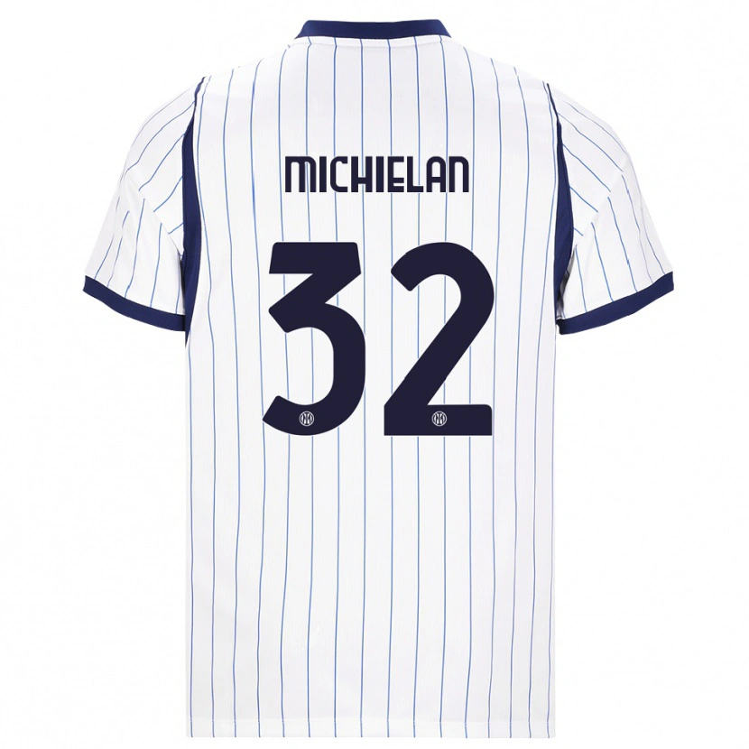 DanxenメンズMattia Michielan#32ホワイト ネイビーブルーアウェイシャツ2026/27ジャージーユニフォーム