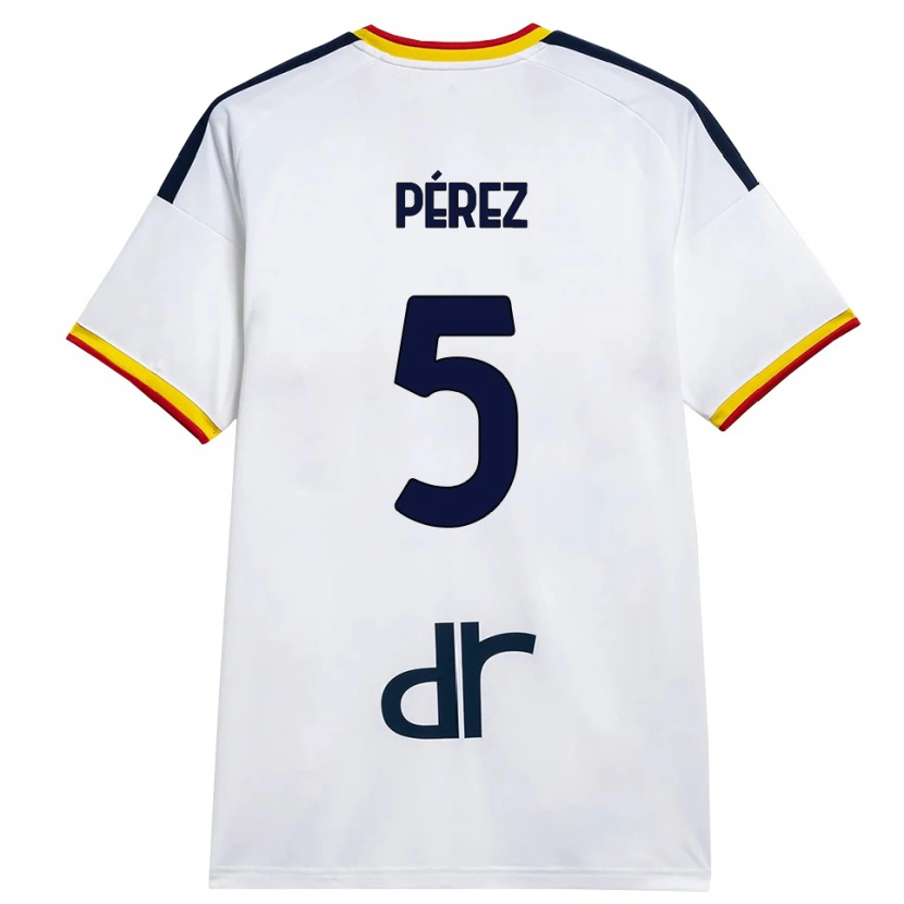 DanxenメンズMatías Pérez#5ホワイト イエロー レッドアウェイシャツ2026/27ジャージーユニフォーム