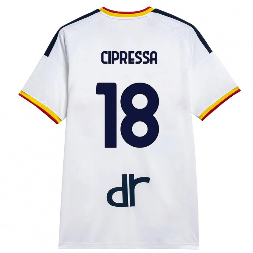DanxenメンズLorenzo Cipressa#18ホワイト イエロー レッドアウェイシャツ2026/27ジャージーユニフォーム