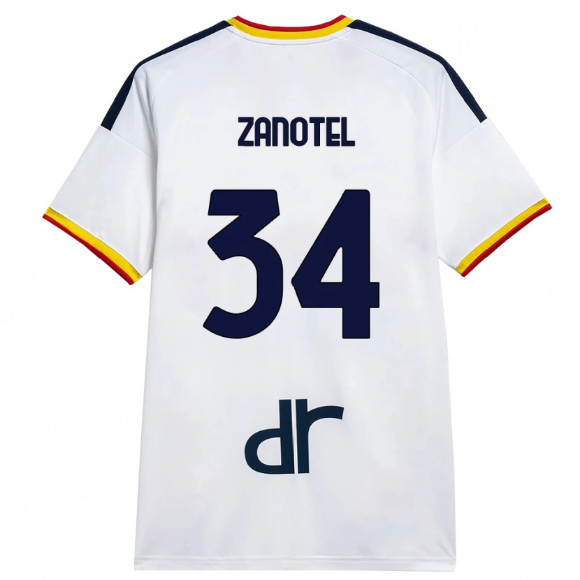 DanxenメンズGiovanni Zanotel#34ホワイト イエロー レッドアウェイシャツ2026/27ジャージーユニフォーム