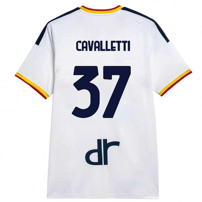 DanxenメンズCristian Cavalletti#37ホワイト イエロー レッドアウェイシャツ2026/27ジャージーユニフォーム
