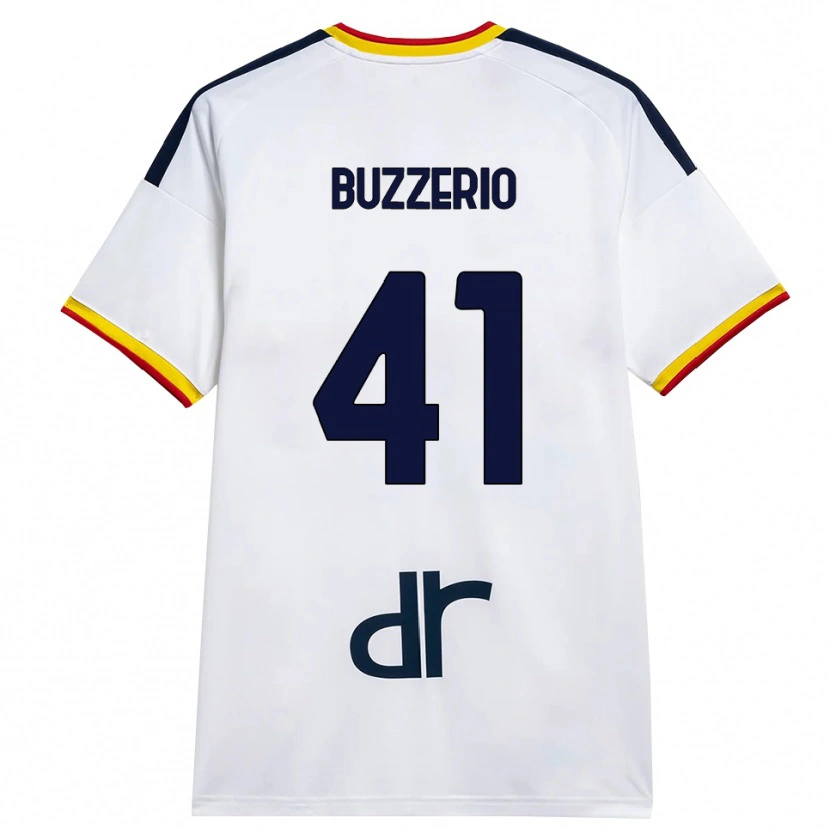DanxenメンズMattia Buzzerio#41ホワイト イエロー レッドアウェイシャツ2026/27ジャージーユニフォーム