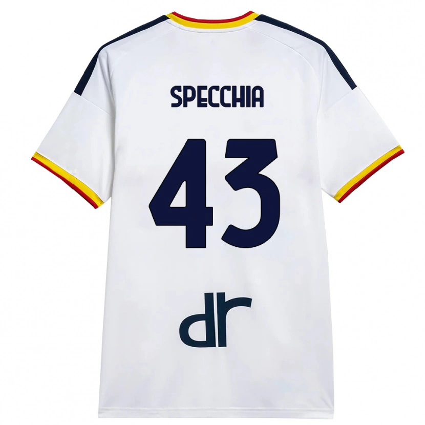 DanxenメンズMarco Specchia#43ホワイト イエロー レッドアウェイシャツ2026/27ジャージーユニフォーム