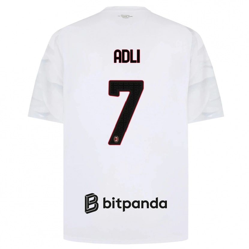 Danxenメンズヤシン・アドリ#7ホワイト レッド ブラックアウェイシャツ2026/27ジャージーユニフォーム