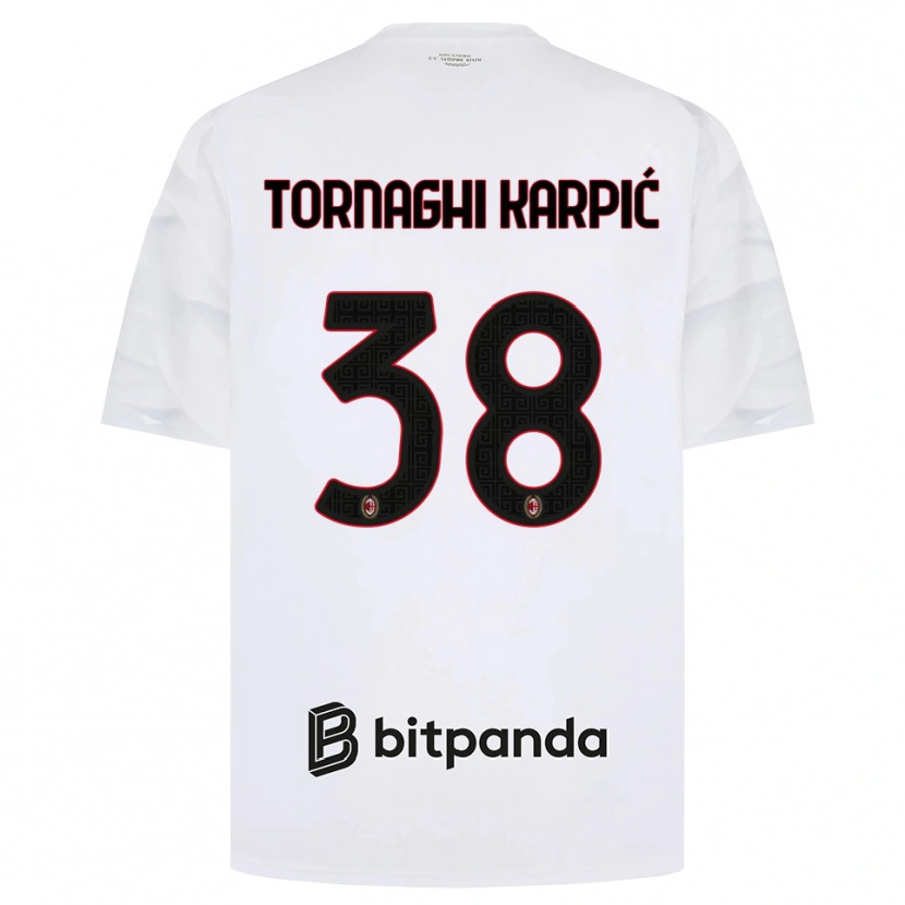 DanxenメンズLavinia Tornaghi Karpić#38ホワイト レッド ブラックアウェイシャツ2026/27ジャージーユニフォーム