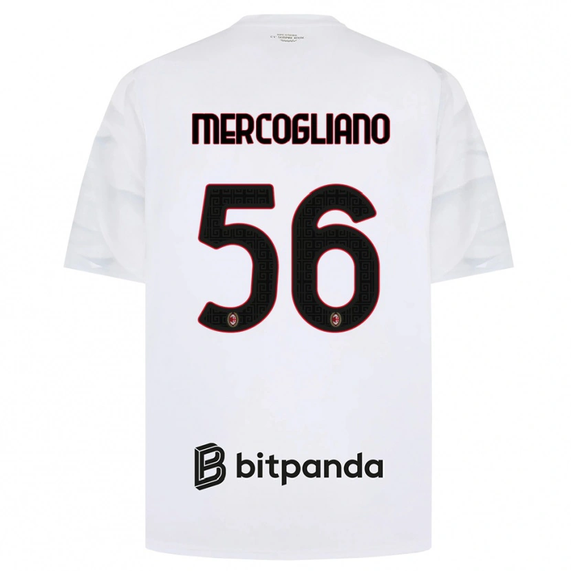 DanxenメンズMattia Mercogliano#56ホワイト レッド ブラックアウェイシャツ2026/27ジャージーユニフォーム