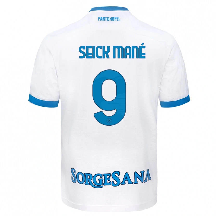 DanxenメンズMohamed Seick Mané#9ホワイト スカイブルーアウェイシャツ2026/27ジャージーユニフォーム
