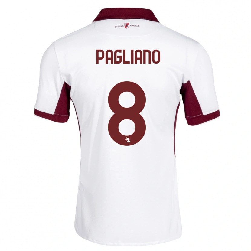 DanxenメンズNicolò Pagliano#8バーガンディ ホワイト レッドアウェイシャツ2026/27ジャージーユニフォーム