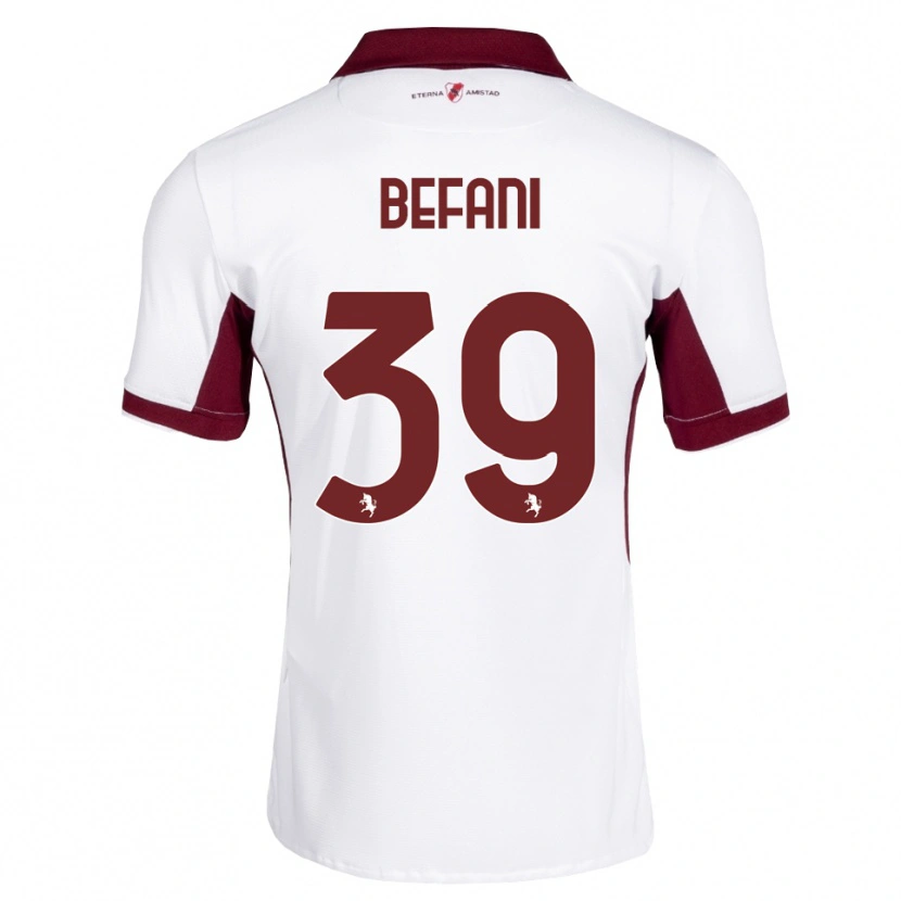DanxenメンズHaron Befani#39バーガンディ ホワイト レッドアウェイシャツ2026/27ジャージーユニフォーム
