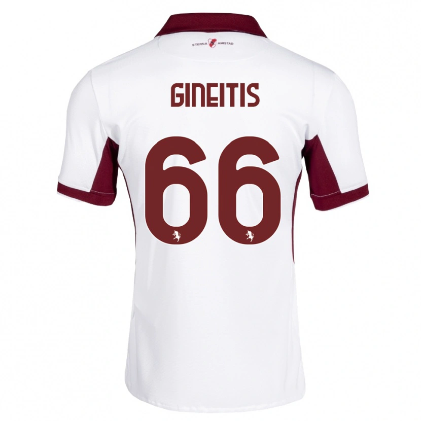 Danxenメンズグヴィダス・ギネイティス#66バーガンディ ホワイト レッドアウェイシャツ2026/27ジャージーユニフォーム