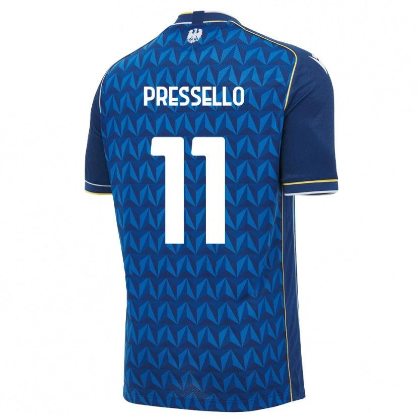 DanxenメンズMatteo Pressello#11ロイヤルブルー ホワイト ブルーアウェイシャツ2026/27ジャージーユニフォーム
