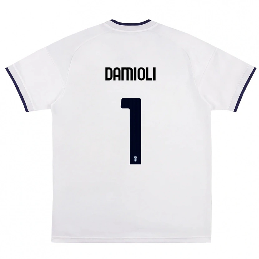 DanxenメンズMattia Damioli#1ホワイト レッド ロイヤルブルーアウェイシャツ2026/27ジャージーユニフォーム