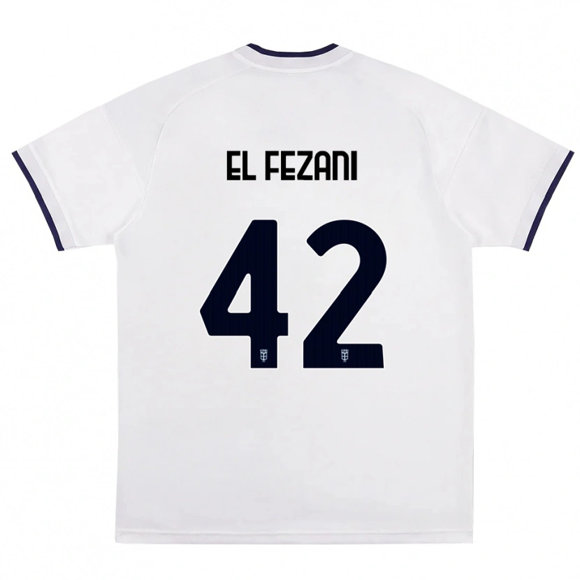 DanxenメンズMohamed El Fezani#42ホワイト レッド ロイヤルブルーアウェイシャツ2026/27ジャージーユニフォーム