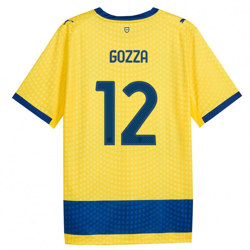 DanxenメンズLuca Gozza#12イエロー ブルー ブラックアウェイシャツ2026/27ジャージーユニフォーム