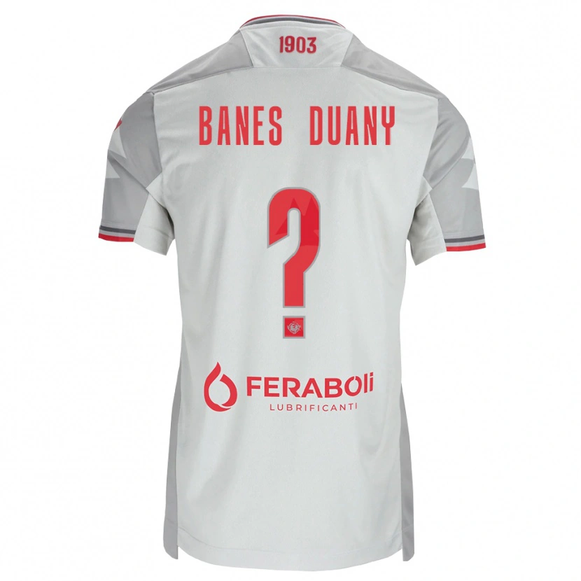 DanxenメンズAlessandro Banes Duany#0グレー ホワイト レッドアウェイシャツ2026/27ジャージーユニフォーム