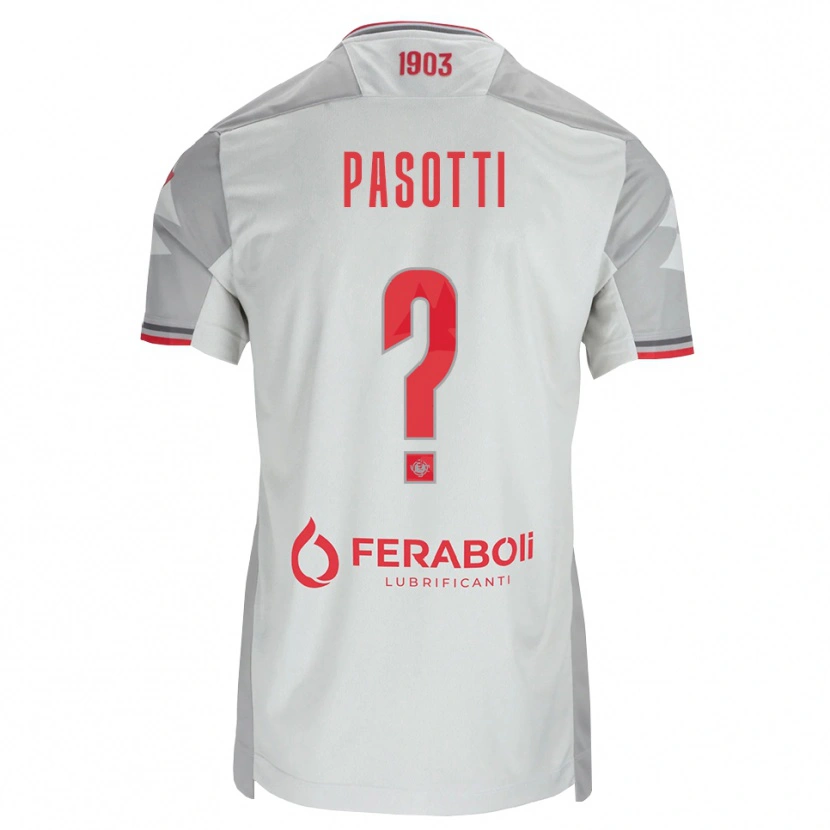 DanxenメンズFabrizio Pasotti#0グレー ホワイト レッドアウェイシャツ2026/27ジャージーユニフォーム