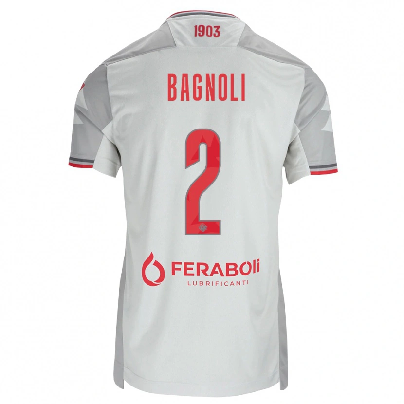 DanxenメンズEdoardo Bagnoli#2グレー ホワイト レッドアウェイシャツ2026/27ジャージーユニフォーム
