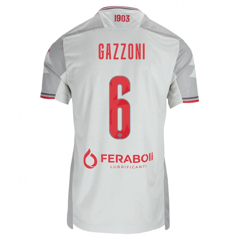 DanxenメンズMatteo Gazzoni#6グレー ホワイト レッドアウェイシャツ2026/27ジャージーユニフォーム