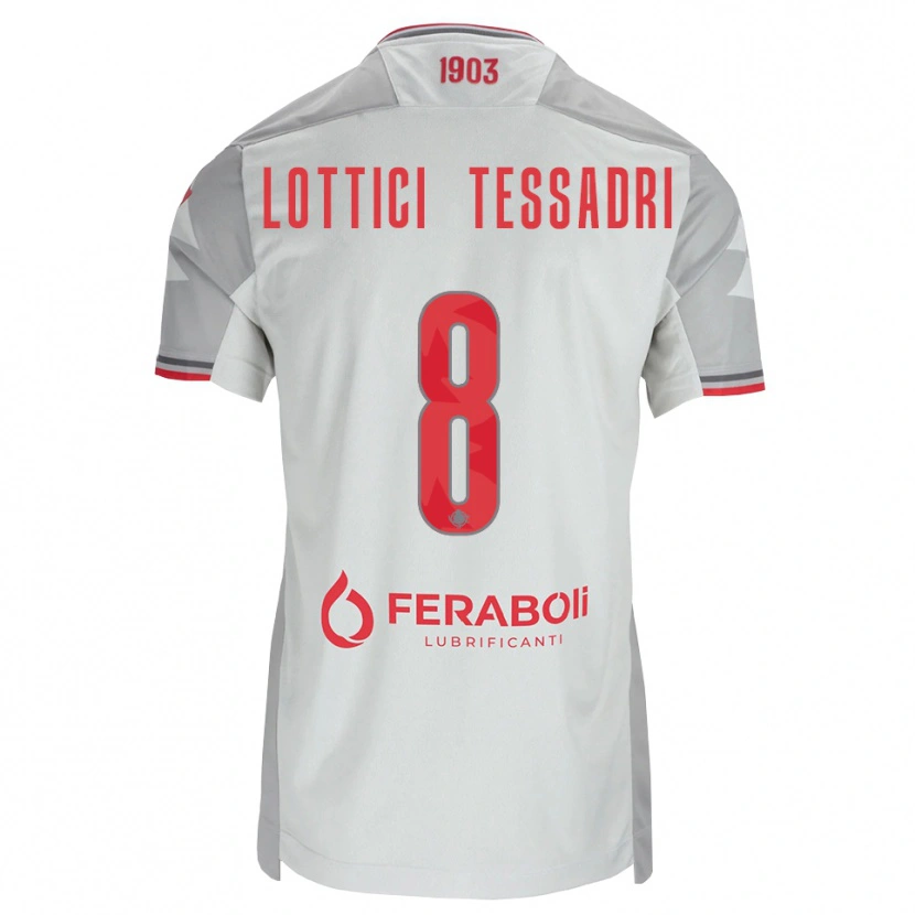DanxenメンズSimone Lottici Tessadri#8グレー ホワイト レッドアウェイシャツ2026/27ジャージーユニフォーム