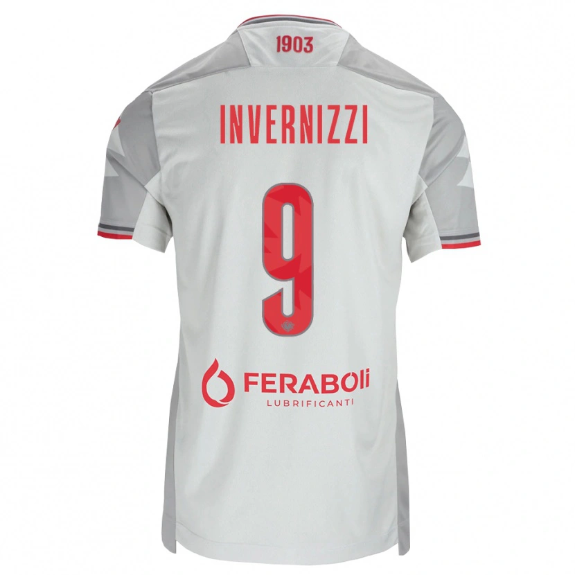 DanxenメンズLeonardo Invernizzi#9グレー ホワイト レッドアウェイシャツ2026/27ジャージーユニフォーム