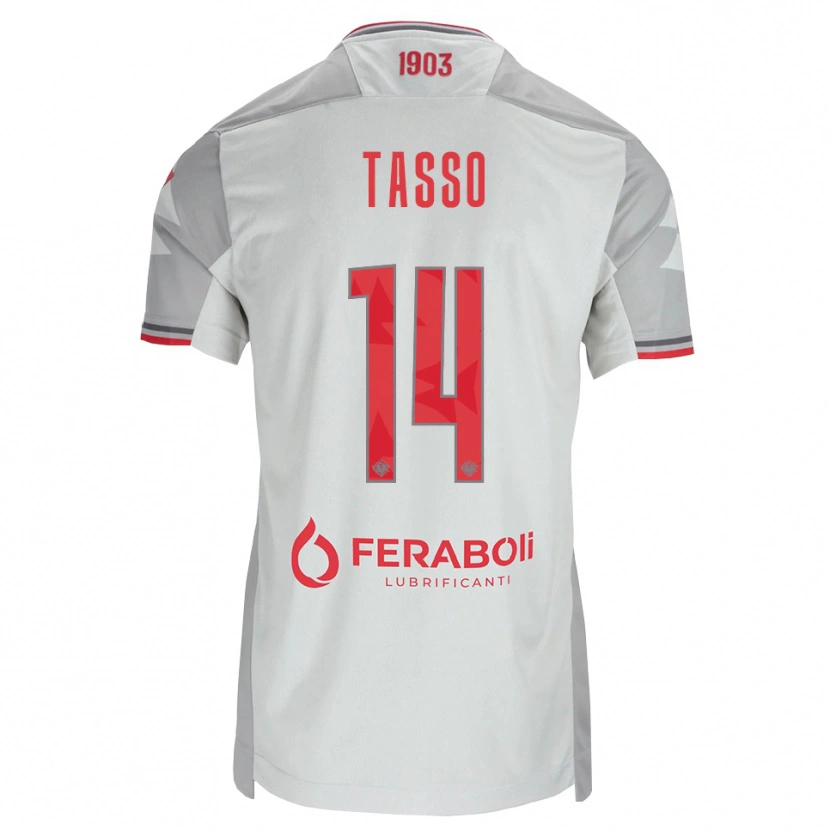 DanxenメンズAchille Tasso#14グレー ホワイト レッドアウェイシャツ2026/27ジャージーユニフォーム