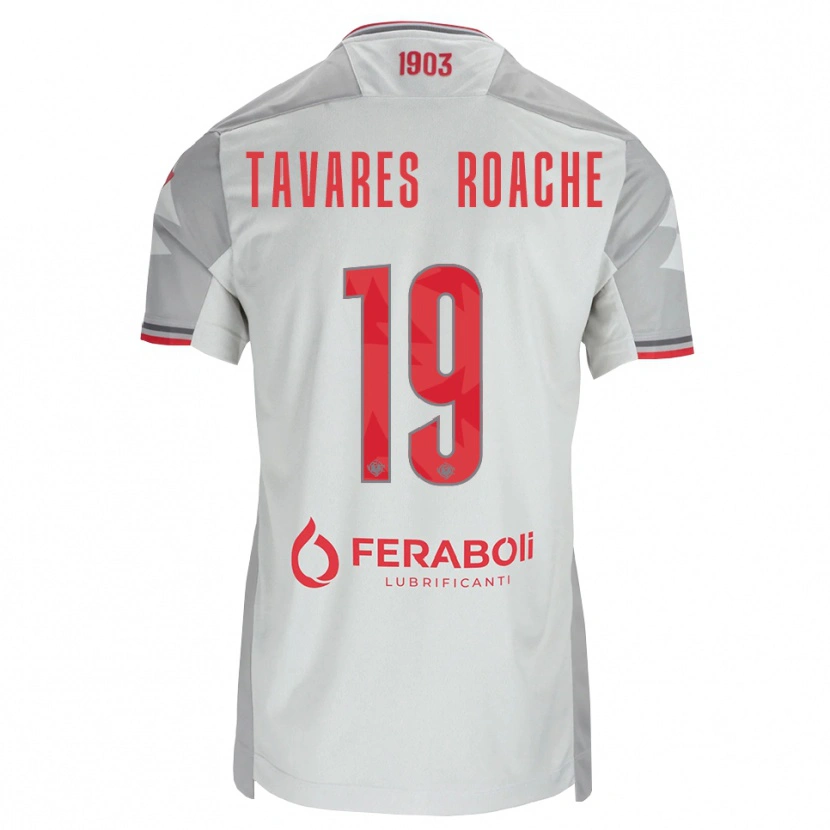 DanxenメンズCarter Tavares Roache#19グレー ホワイト レッドアウェイシャツ2026/27ジャージーユニフォーム