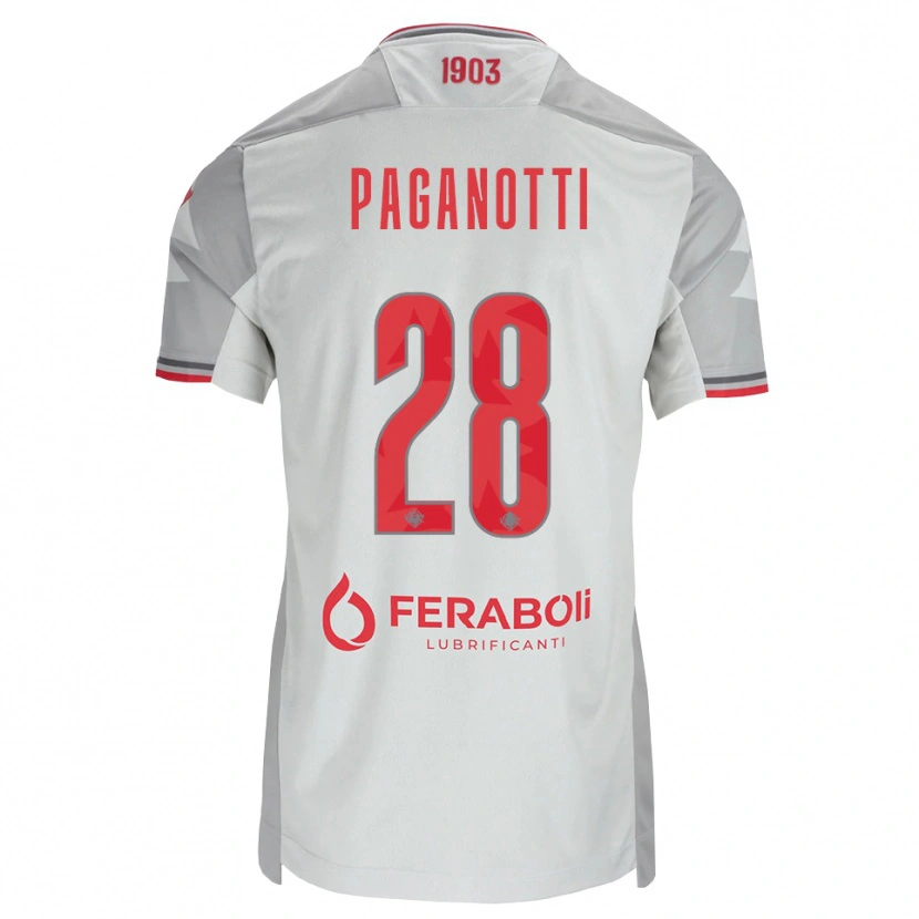 DanxenメンズMichele Paganotti#28グレー ホワイト レッドアウェイシャツ2026/27ジャージーユニフォーム