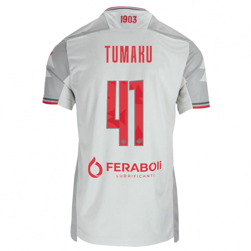 DanxenメンズNiccolò Tumaku#41グレー ホワイト レッドアウェイシャツ2026/27ジャージーユニフォーム