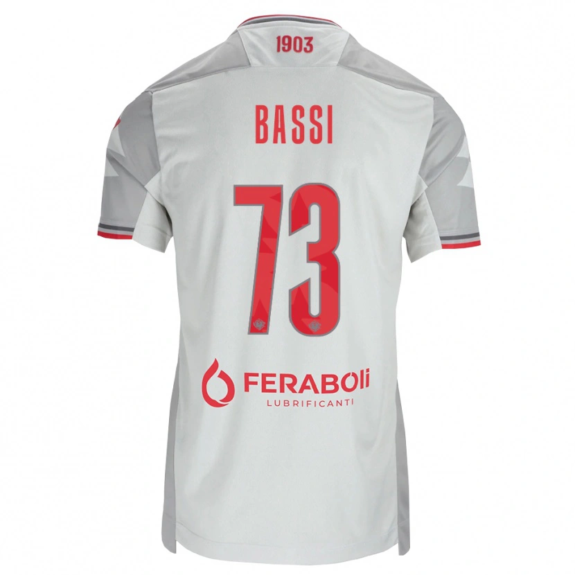 DanxenメンズEmanuele Bassi#73グレー ホワイト レッドアウェイシャツ2026/27ジャージーユニフォーム