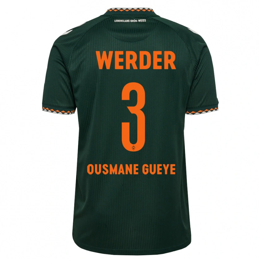 DanxenメンズPapa Ousmane Gueye#3ダークグリーン オレンジ ホワイトアウェイシャツ2026/27ジャージーユニフォーム