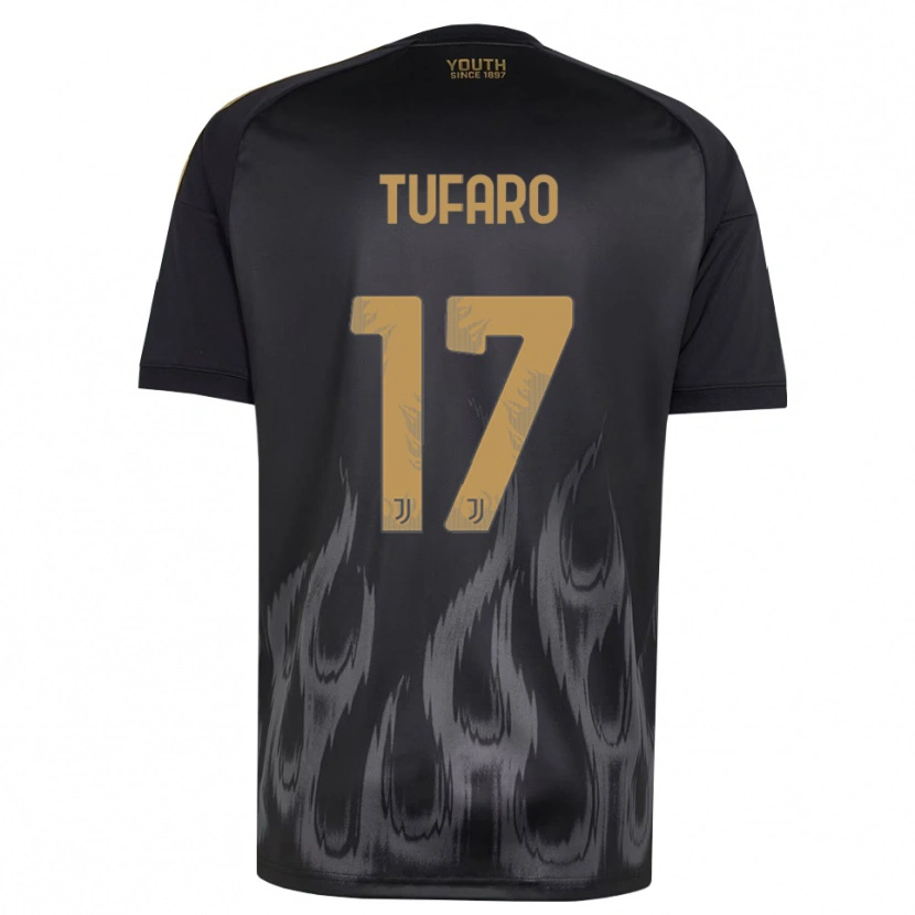 DanxenメンズGabriele Tufaro#17ブラック ブラウンサードユニフォームシャツ2026/27ジャージーユニフォーム