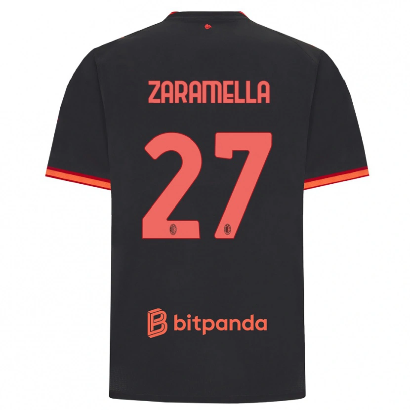 DanxenメンズMattia Zaramella#27ブラック レッドサードユニフォームシャツ2026/27ジャージーユニフォーム