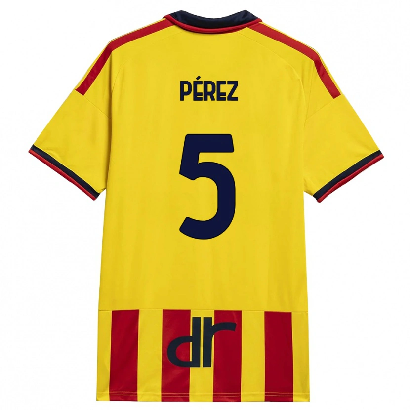 DanxenレディースMatías Pérez#5イエロー レッドホームシャツ2026/27ジャージーユニフォーム