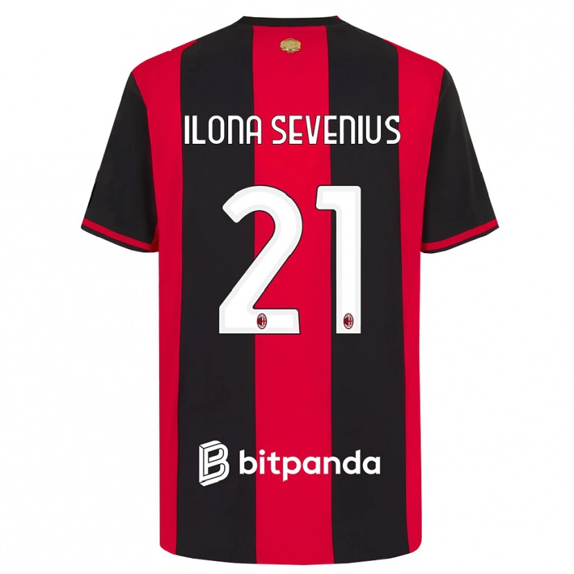 DanxenレディースOona Ilona Sevenius#21レッド ブラック ホワイトホームシャツ2026/27ジャージーユニフォーム