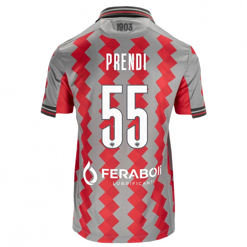 DanxenレディースDenis Prendi#55グレー レッド ホワイトホームシャツ2026/27ジャージーユニフォーム