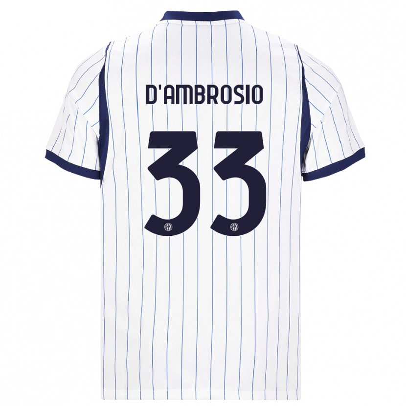 Danxenレディースダニーロ・ダンブロージオ#33ホワイト ネイビーブルーアウェイシャツ2026/27ジャージーユニフォーム